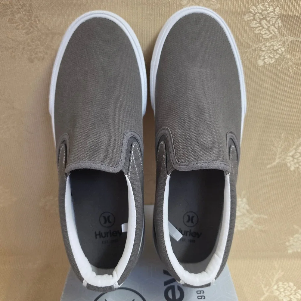 Hurley Arlo Slip Mens 8 Grey Canvas Low Top Casual Sneakers 1566106